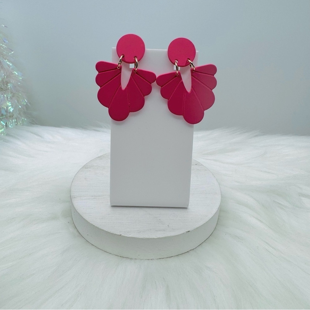 Chic Pink Acrylic Fashion Statement Earrings - Picture 3 of 3